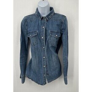 J.CREW Size S Western snap front denim chambray shirt in vintage indigo G1394